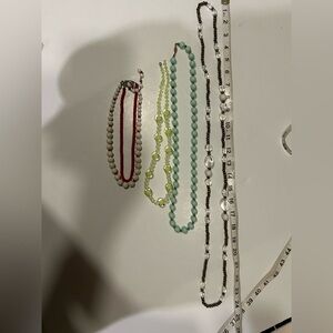 SET OF 4 VINTAGE BEADED NECKLACES VARIOUS LENGTHS & COLORS ALL GOOD CONDITION